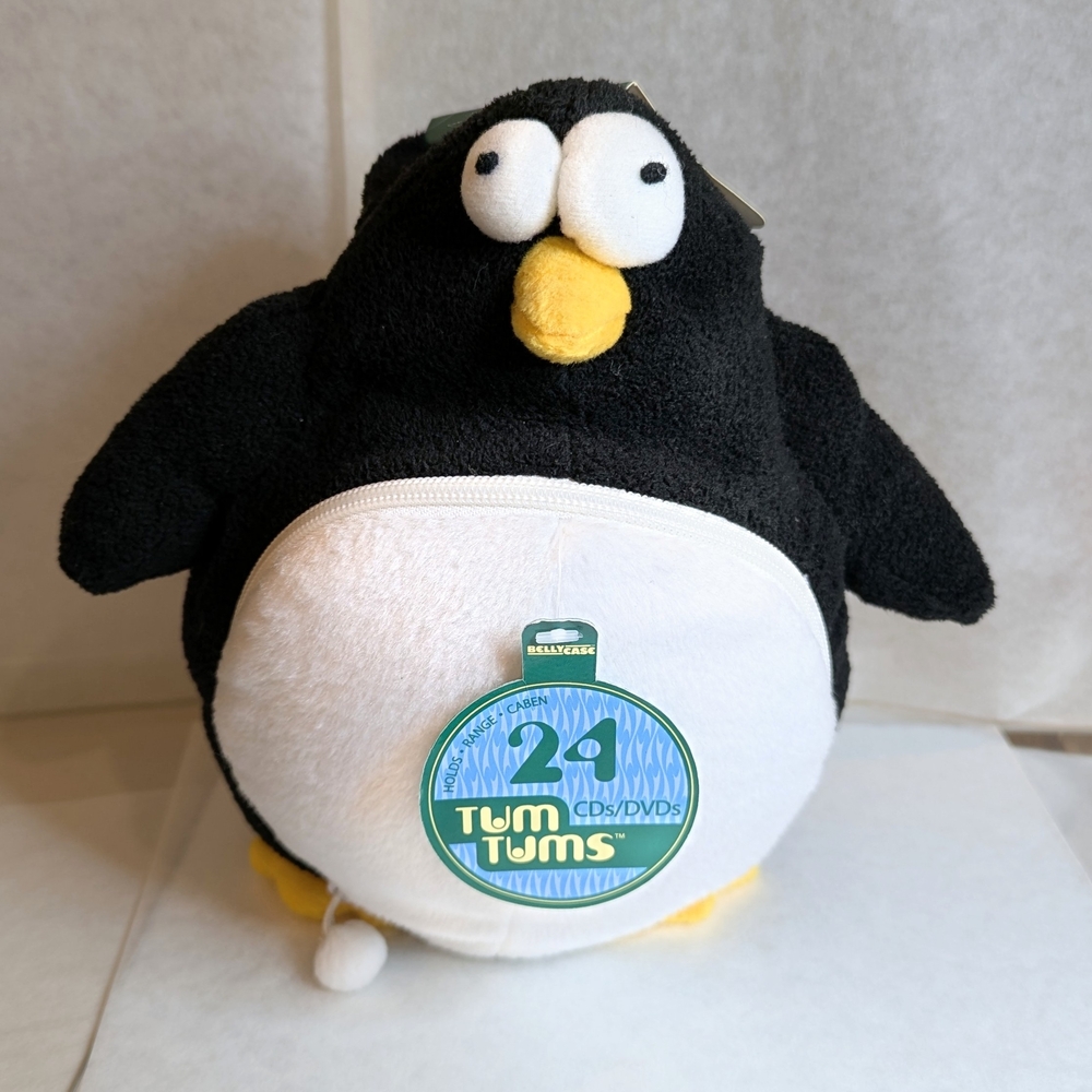 Plush Penguin 24 CD/DVD Storage Case - Black & White
